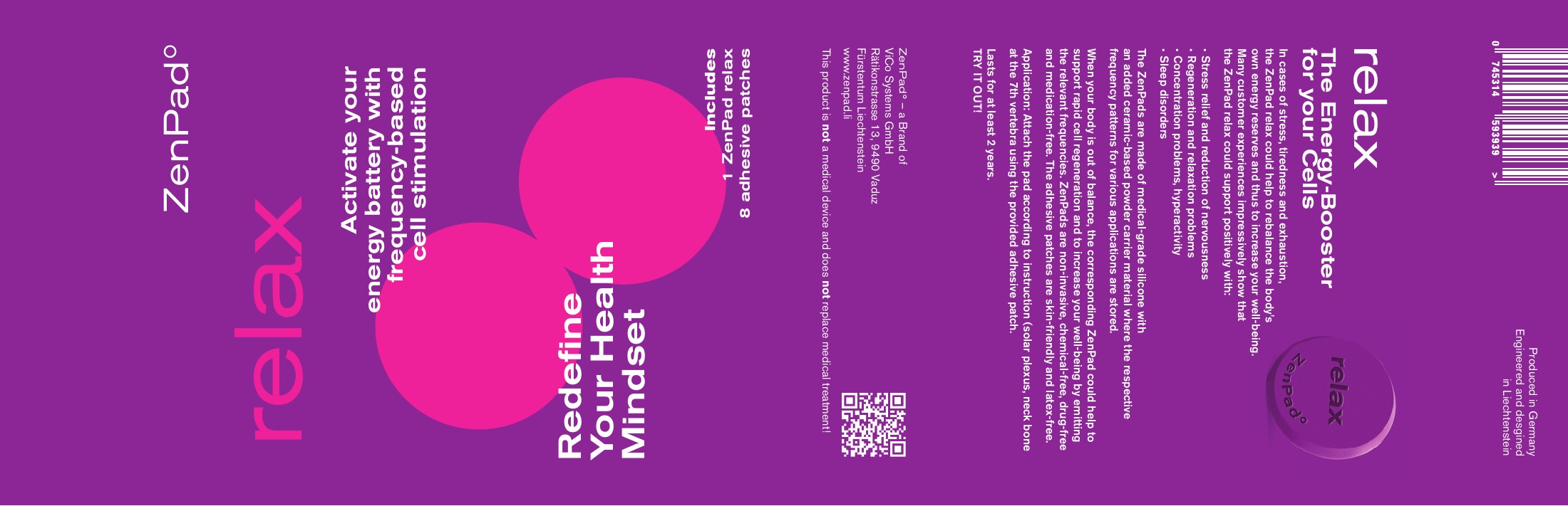 ZenPad relax sachet packaging, front